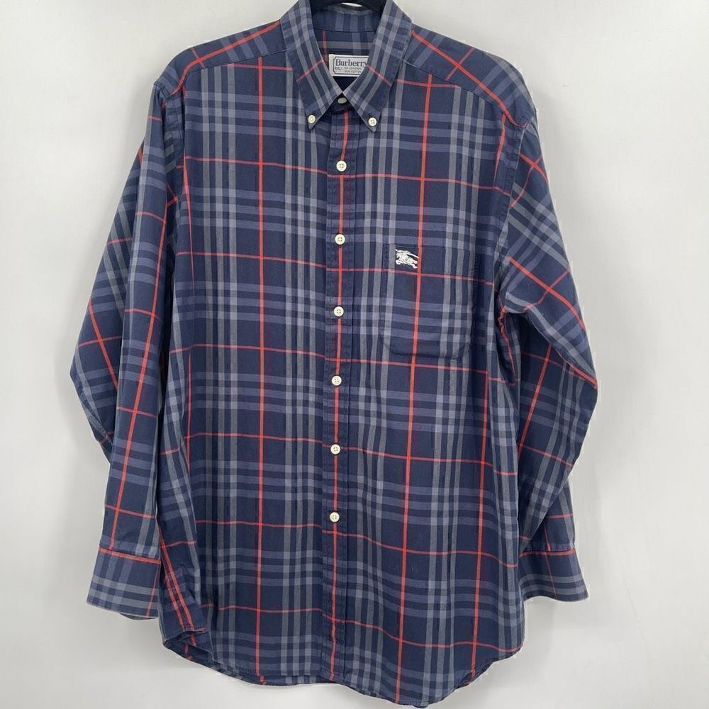 Burberry’s Multicolor Nova Check Flip Cuff Plaid Button Up Shirt Size Large